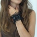 Custom Order- Black Lace Diva Cuff- with sparkling white rhinestones