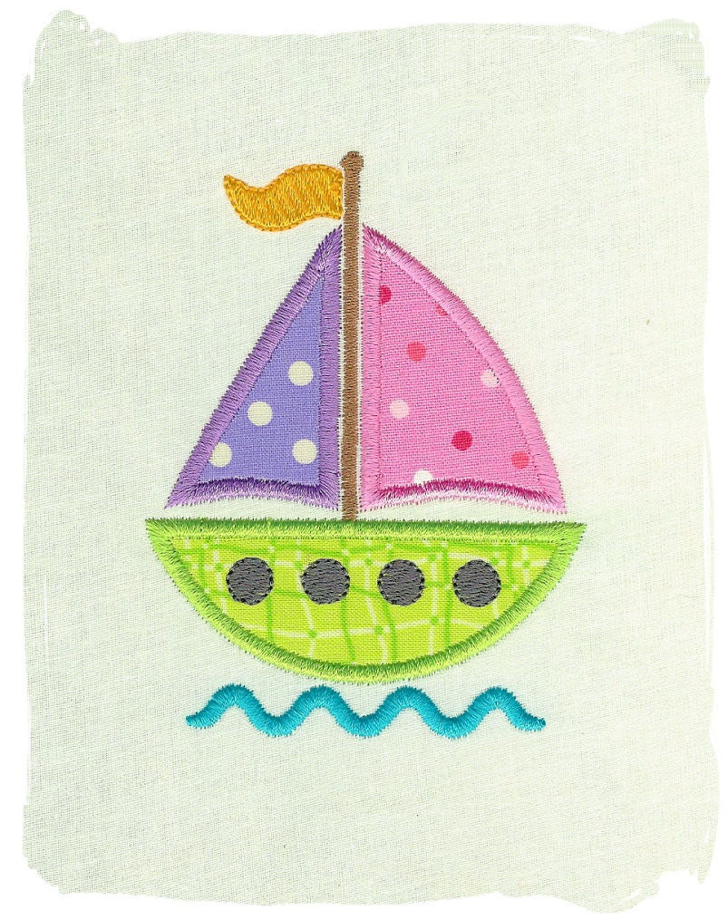 Sailboat Machine Embroidery Applique