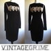 Jessica McClintock Gunne Sax- 90s black velvet bandage dress with gold bib applique S M