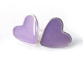 Heart stud Earrings, Lilac earrings, light purple,  cute small earrings,  lavender jewelry, Small Sterling Silver post earrings,