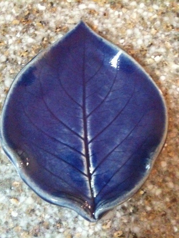 Leaf Spoon Rest in Cobalt Blue by jrwebbpottery on Etsy