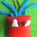 Monster Tooth Pillow - Bright Red and Turquoise