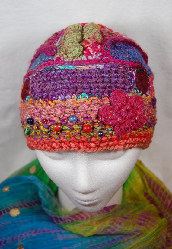 Freeform Crochet Hat Beaded Crochet Hat