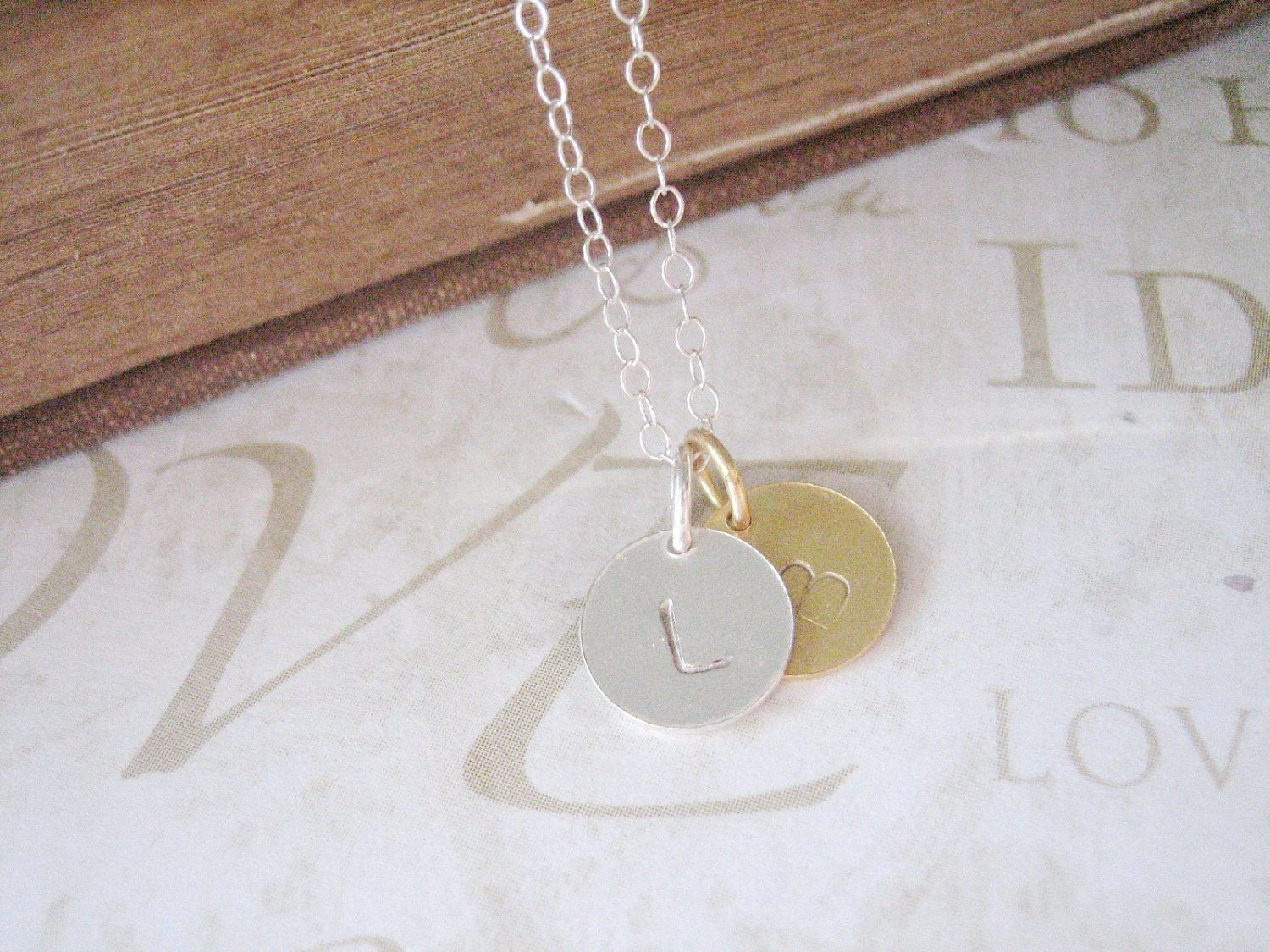 DARLING personalized hand stamped initial necklace by brideblu