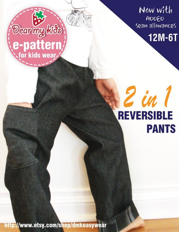Items similar to 2 In 1 reversible pants - One side pocket, elastic ...