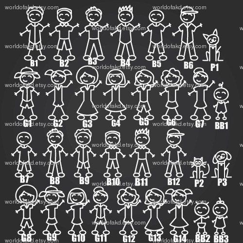 Vinyl Stick People Family or Sports Car Window Decal