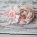 Pink rosette and vintage fabric flower headband