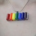 3D Rainbow Bars Wide Glass Necklace - With Sterling Silver