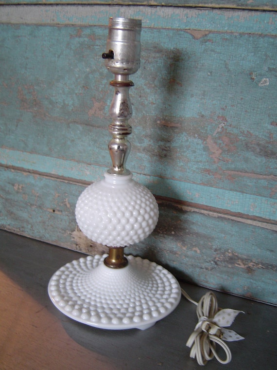 milk Hobnail hobnail Vintage Glass Lamp lamp Milk bedroom glass