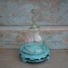 Ornate Distressed Wooden Turquoise Cloche Glass Dome