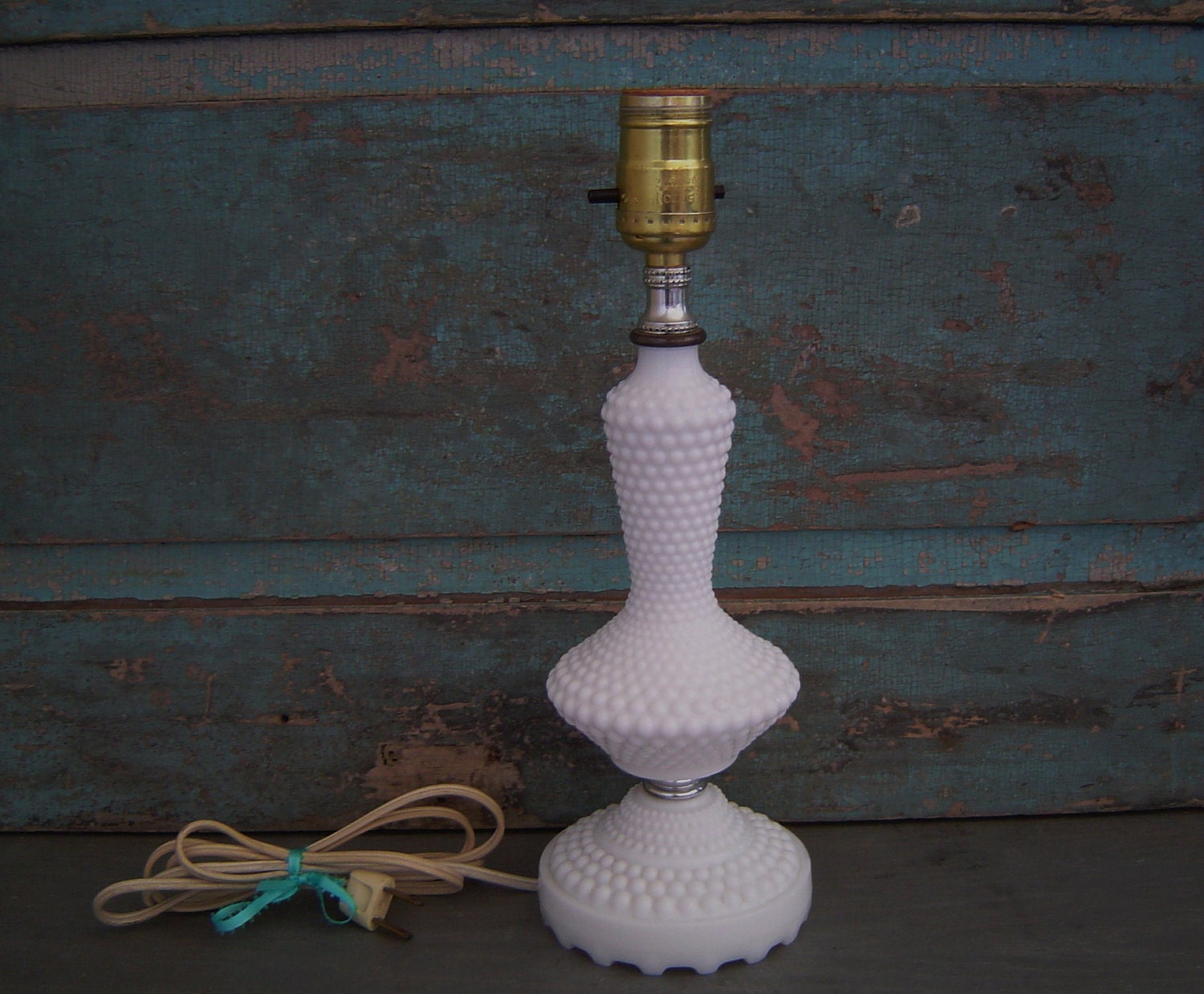 Milk Glass Lamp Hobnail Vintage Midcentury by turquoiserollerset