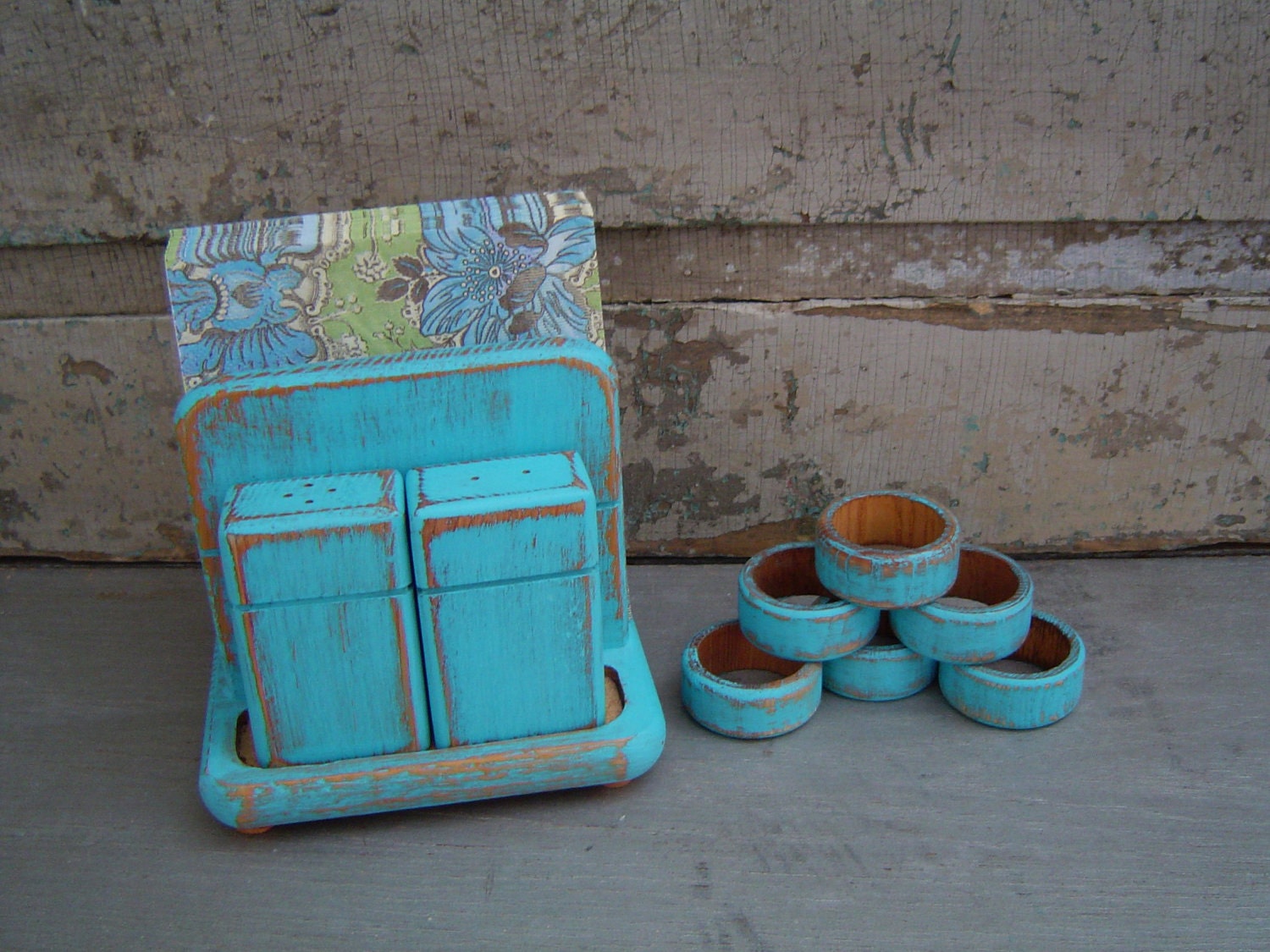 Vintage Napkin Holder With Salt And Pepper Shakers Caddy