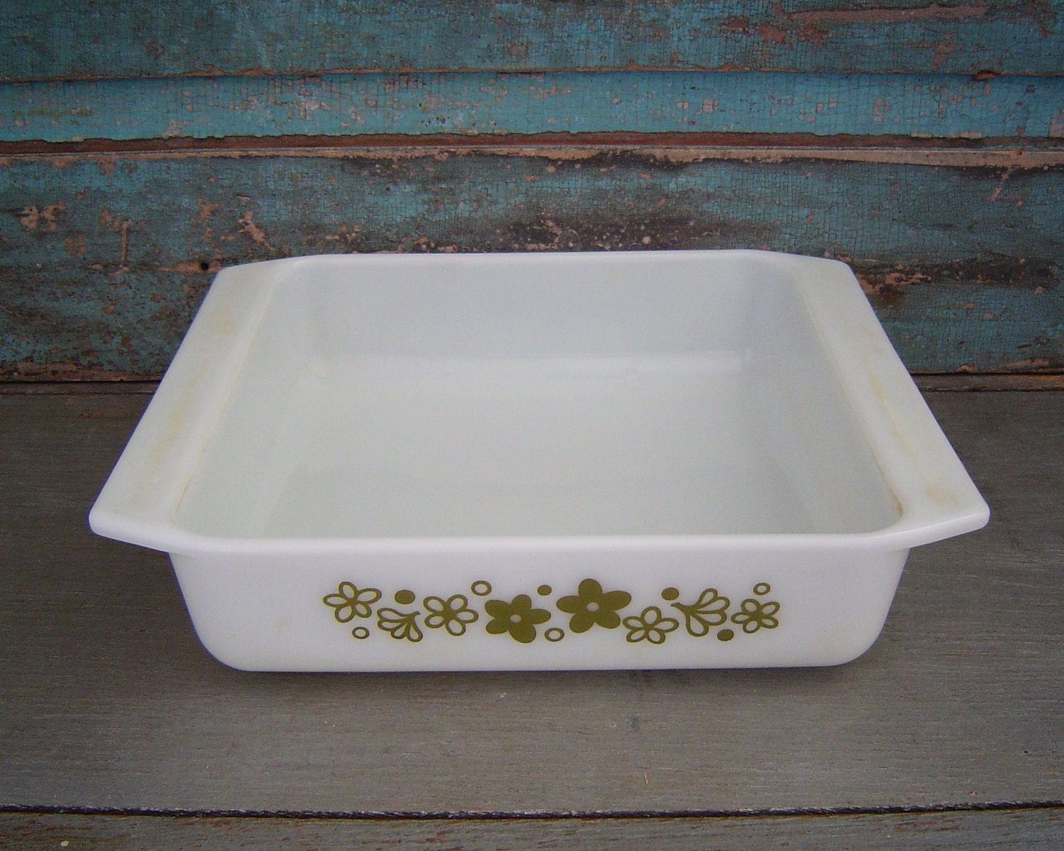 Pyrex Spring Blossom Green Square Baking Dish 922 Vintage