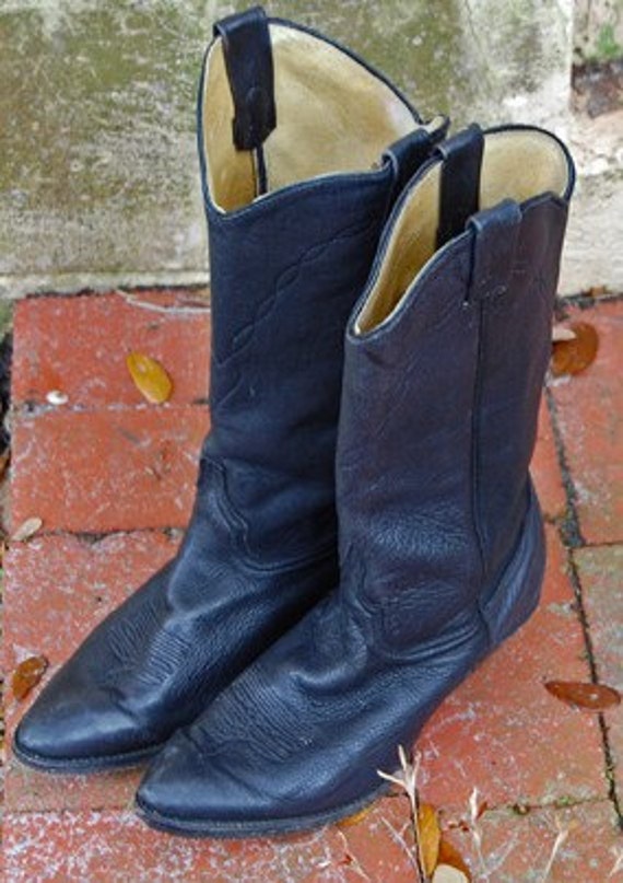 Size 8 Super Soft Black Leather Womens Cowboy Boots