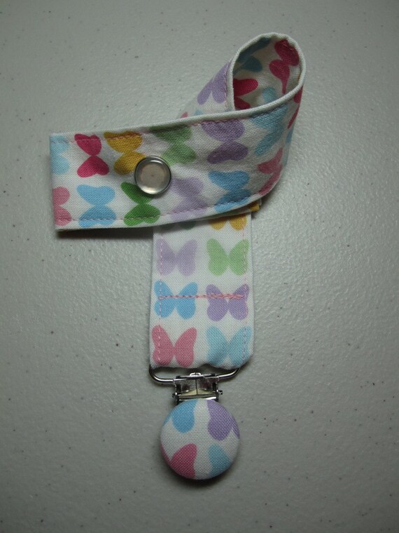 Beautiful Butterflies Fabric Pacifier Clip Ann Kelle Remix