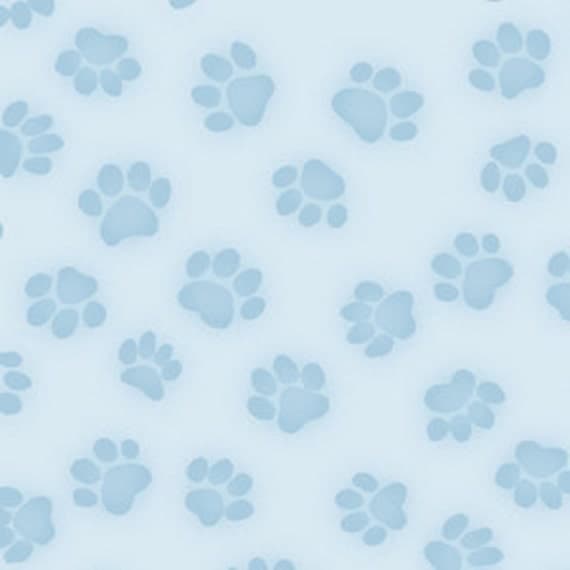 Paw Print Fabric Light Blue by Woofsdogboots on Etsy
