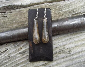 Rutilated quartz earrings in sterling silver