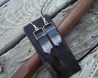 Amethyst crystal earrings in sterling silver
