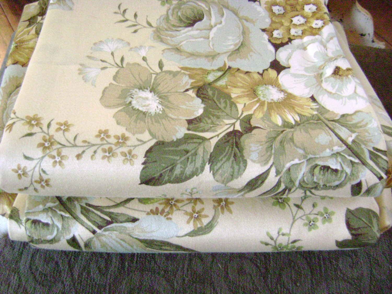 beautiful cottage chintz drapery/ fabric Holding for
