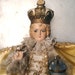 Vintage Infant of Prague Baby Jesus Religious Statue Velvet Vestment