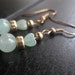 Cute Jade Earrings with Hearts and Gold Tone