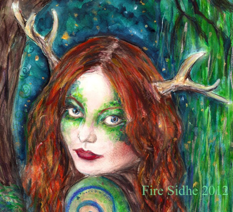 Elen of the Ways Beltane Blessings Print by LauraRedWitch