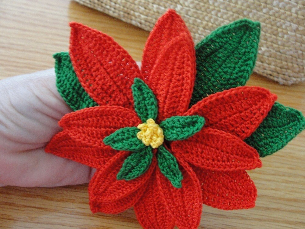 Crochet Poinsettia 3 D Flower Instant Download Crochet Poinsettia 3 D Flower Instant Download