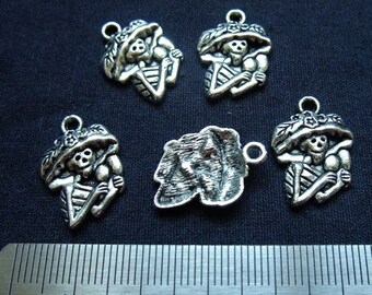 Destash (8) Day of the Dead Catrina Skeleton Charm - for pendants, jewelry making, crafts, scrapbooking