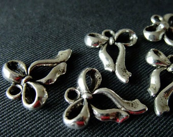 BULK (pkg/20) Ribbon Bow Charm - for pendants, jewelry making, crafts, scrapbooking