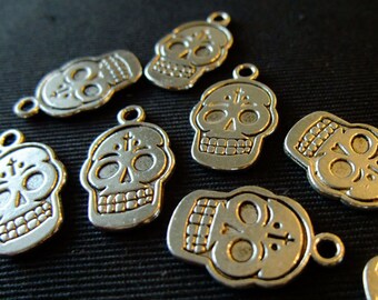 Destash (8) Day of the Dead Skull - for pendants, jewelry making, crafts, scrapbooking