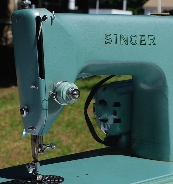 Items similar to vintage blue singer sewing machine on Etsy