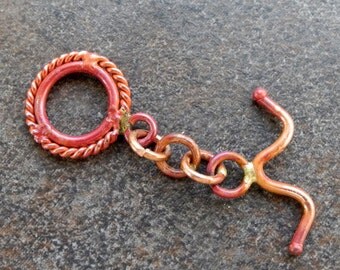 Solid Copper Findings Toggle Clasp Red Patina 22mm