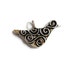 Bird Charm Sterling Silver Charm Oxidized Silver Artisan Swirly 20mm 13mm