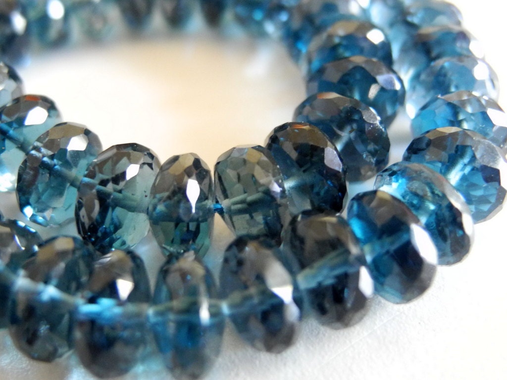 London Blue Topaz Beads Faceted Rondelle AAA Gemstone by JayDsGems