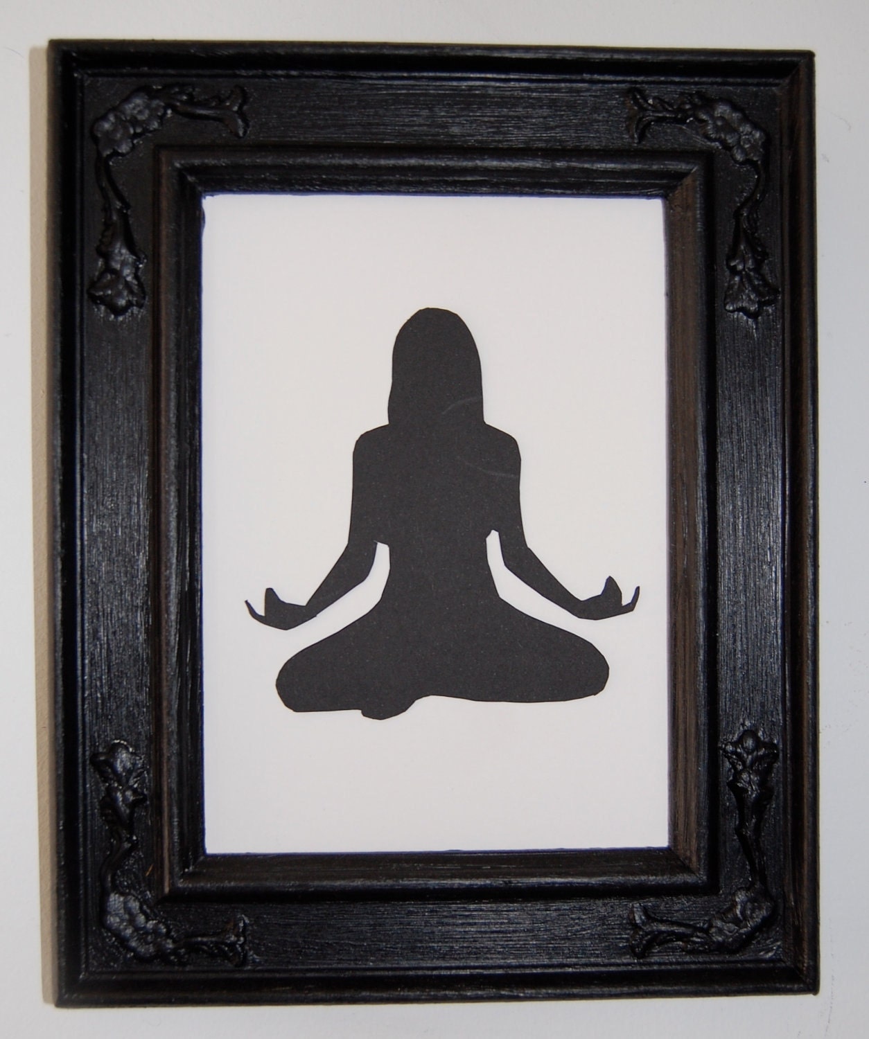 framed yoga silhouette easy pose sukhasana