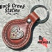 Leather Key Ring Fob with Pink Crystal Heart Concho, Handmade