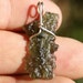 Moldavite Green Meteorite Stone Wire Wrapped with Sterling Silver Pendant