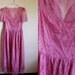 SALE - Vintage Dress - Pink Lace Dress - Pretty in Pink Short-Sleeve Prom Dress - Size 7/8 Small/Medium