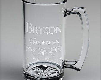 7 Personalized Groomsman Beer Mugs Custom Engraved Wedding Gift.