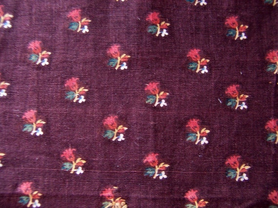 Antique Fabric Madder Brown Calico Fabric Beautiful 1830s