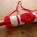 Vintage Hand Crocheted Childs Covered Rolling Pin - Red Rose & Cream -Vintage 1950s- Cotton