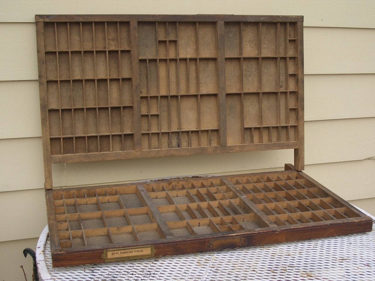 Pair Vintage Letterpress Printers Tray Drawers Shadow Boxes 2