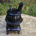 vintage cast iron metal pot black coal stove fat belly paper weight miniature