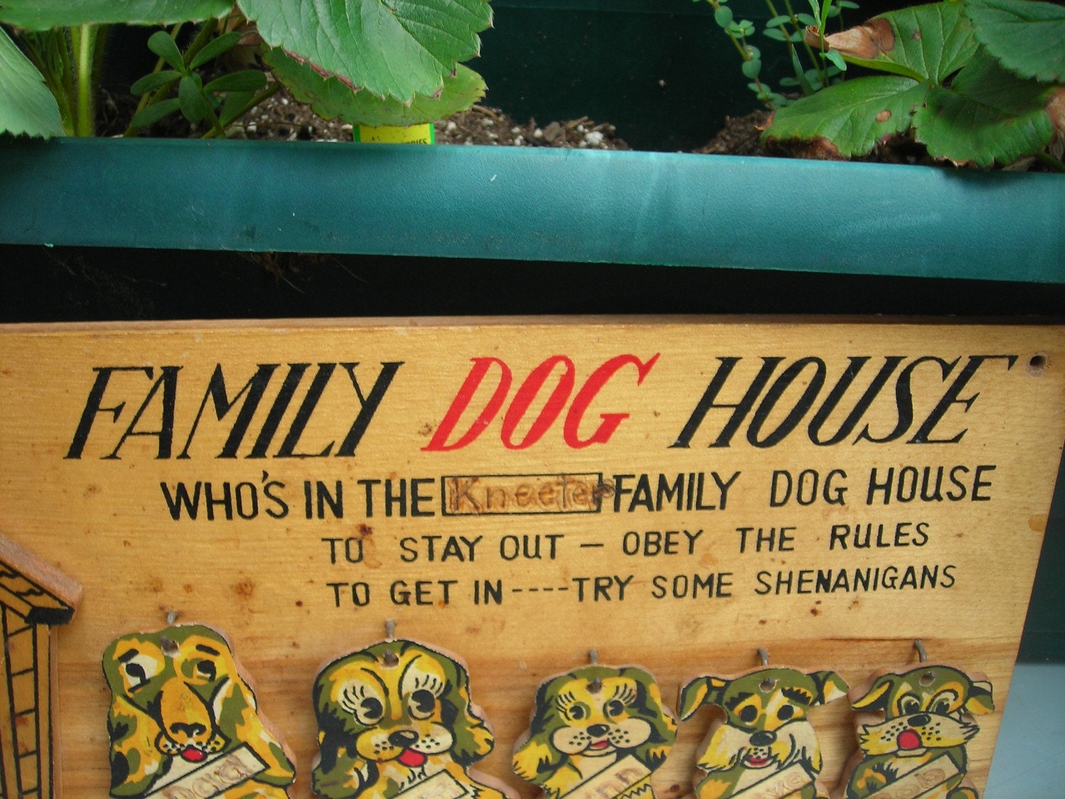 vintage wooden wall plaque 1950s family dog house wall art