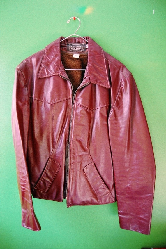 Vintage Oxblood Leather Jacket Mens size 40 by closettocloset