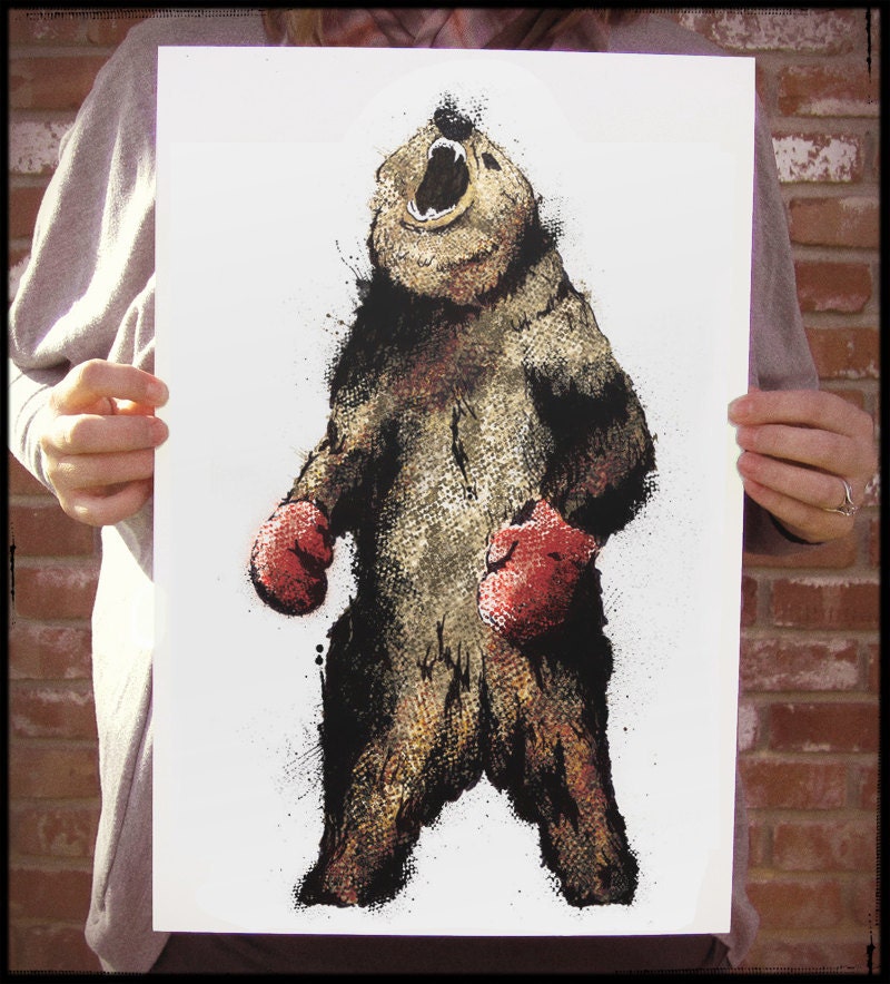 Boxing bear. Боксирующий медведь вышивка на одежде.