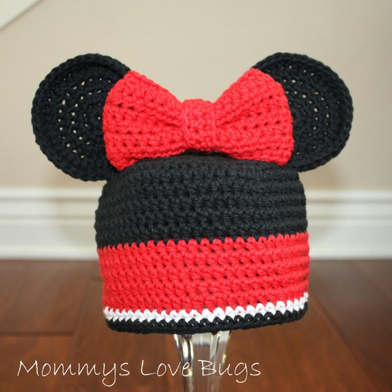 Minnie Mouse Inspired Crochet Hat With Ears And By Mommyslovebugs 7167