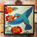 8"x8" Hand Glazed Ceramic Tile Hummingbird with Desert Lantana Mural