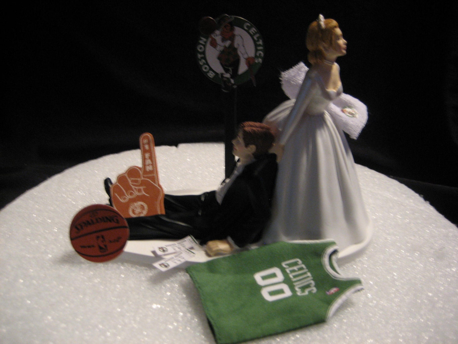 Boston Celtics Basketball Wedding Cake Topper Groom Bride
