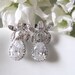 Garden Dream Bridal Earrings - Matte Rhodium Plated Ear Post With Clear Cubic Zirconia Pear Cut Drops, Maid Of Honour, Bridesmaids Earrings